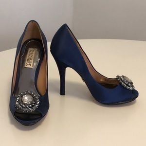 Badgley Mischka satin navy heels